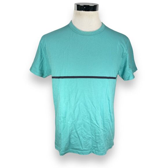 Todd Snyder T-Shirt Men’s Large Aqua Blue Stripe Crew Neck Pullover 100% Cotton - Picture 1 of 9